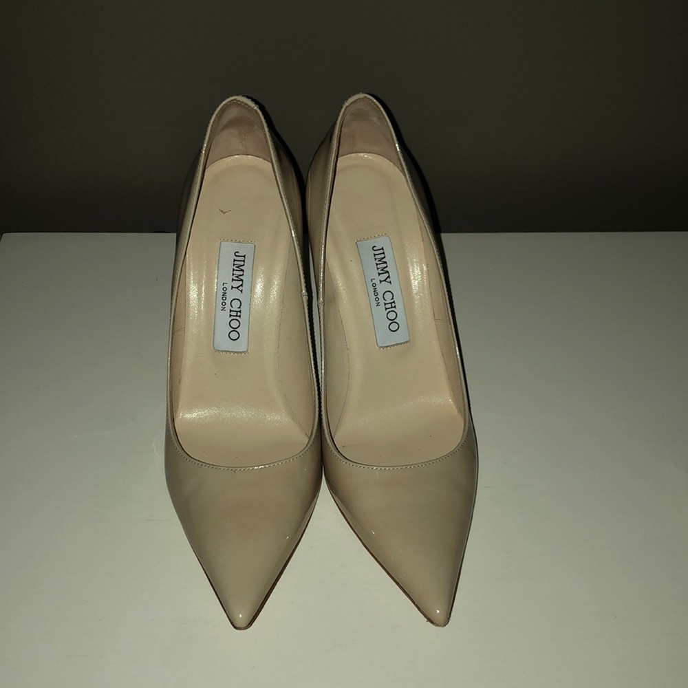 Jimmy Choo Abel Patent Leather Pump Nude